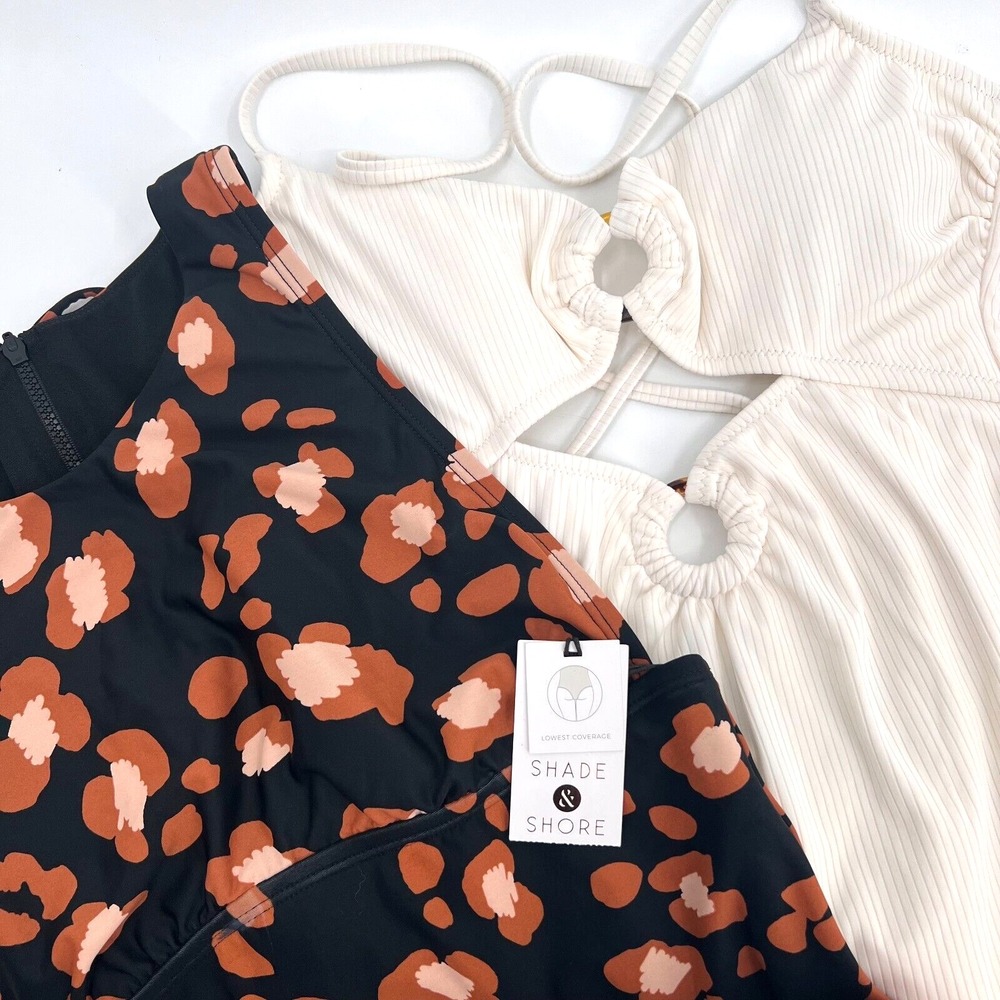 SHADE & SHORE Women's Size M (8-10) LOT OF 2 One-Piece Swimsuits 1 NWOT/1 NWT